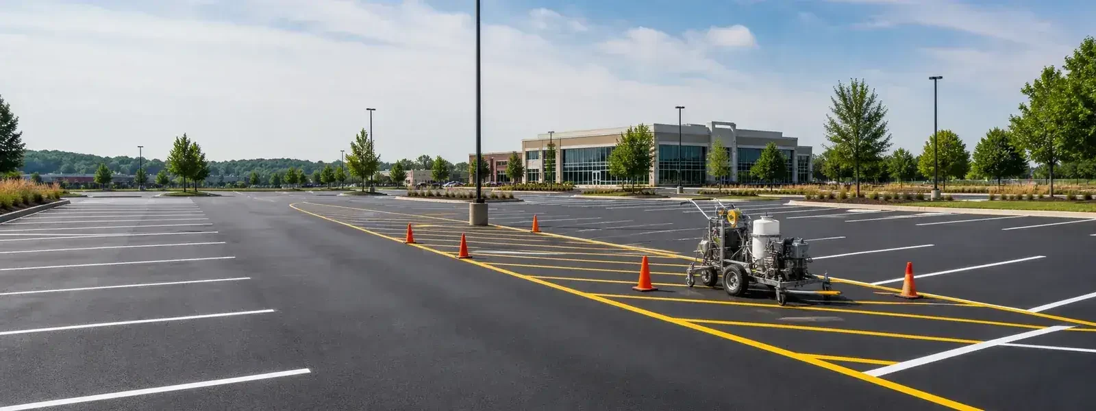 Fresh parking lot line striping in Rochester MN