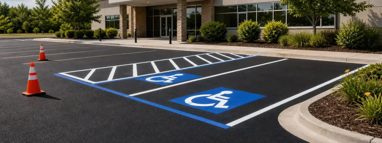 Medical office parking lot accessible stall striping